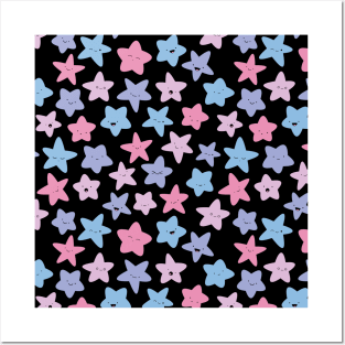 Kawaii pastel happy stars pattern Posters and Art